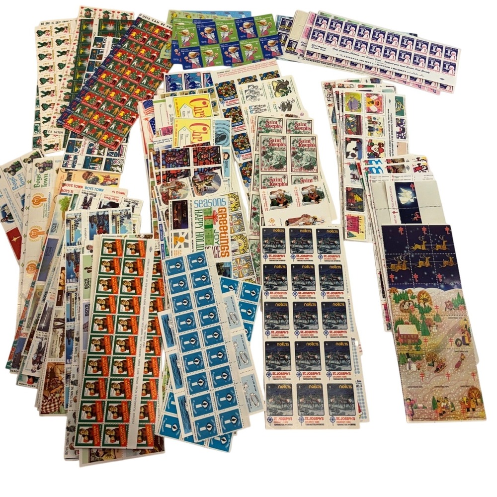 Vintage Christmas‎ Seals Boys Town Charity Stamp Sheets Lot 100+ American Lung